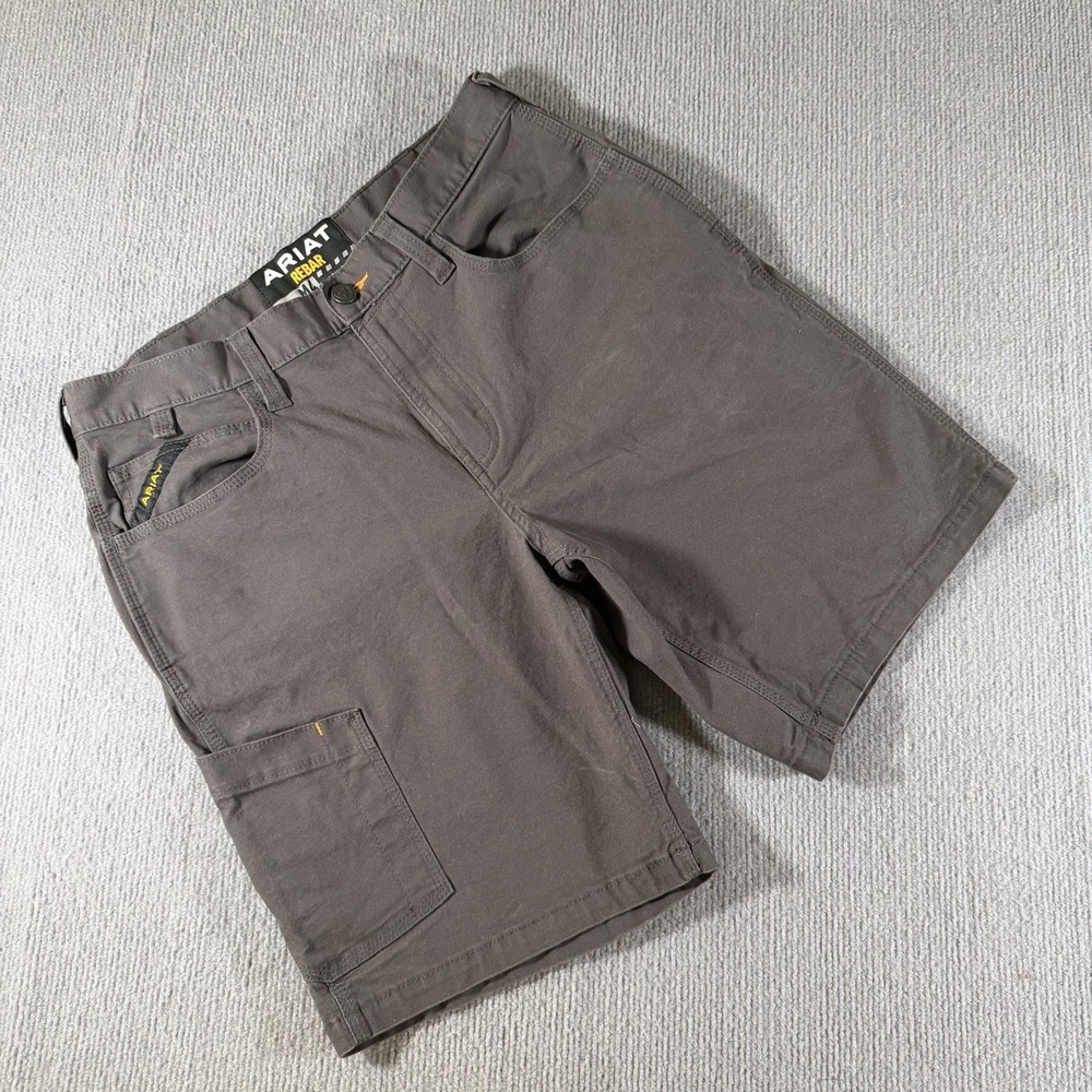 Ariat Rebar M4 Low Rise Work Shorts 32 Gray Cotton Blend Built‎ To Last